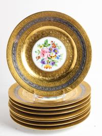 A Set of Eight Bavarian Hutschenreuther Service Plates Diameter 10 7/8 inches. — RETAILED BY WANAMAKER