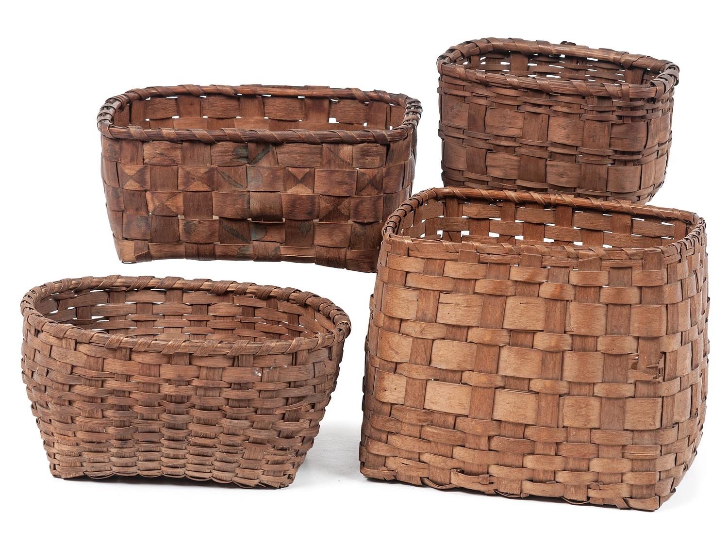 Northeastern Split Ash Baskets, with Potato Stamped Decorations