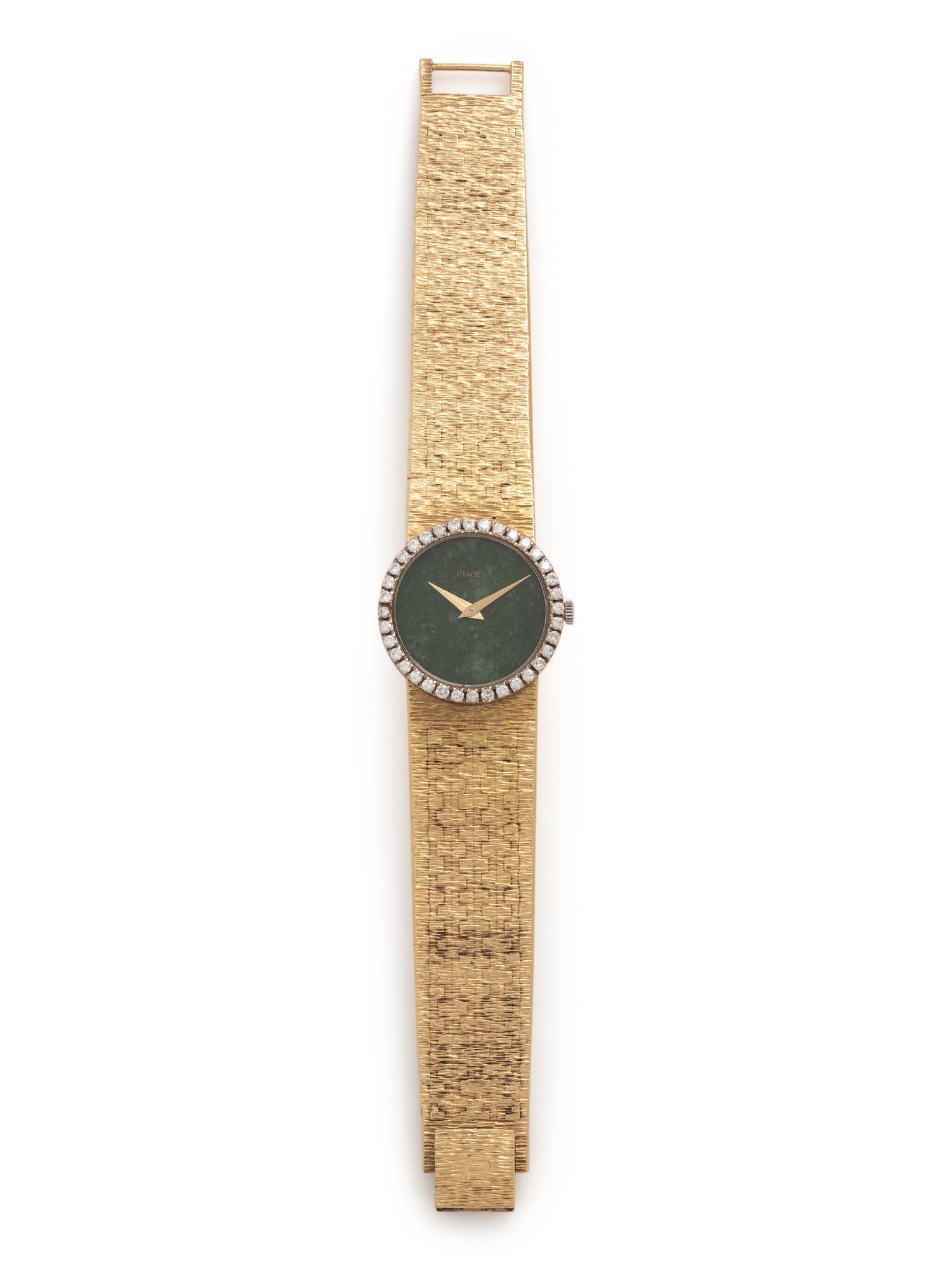 PIAGET, 18K YELLOW GOLD, DIAMOND AND JADE WATCH