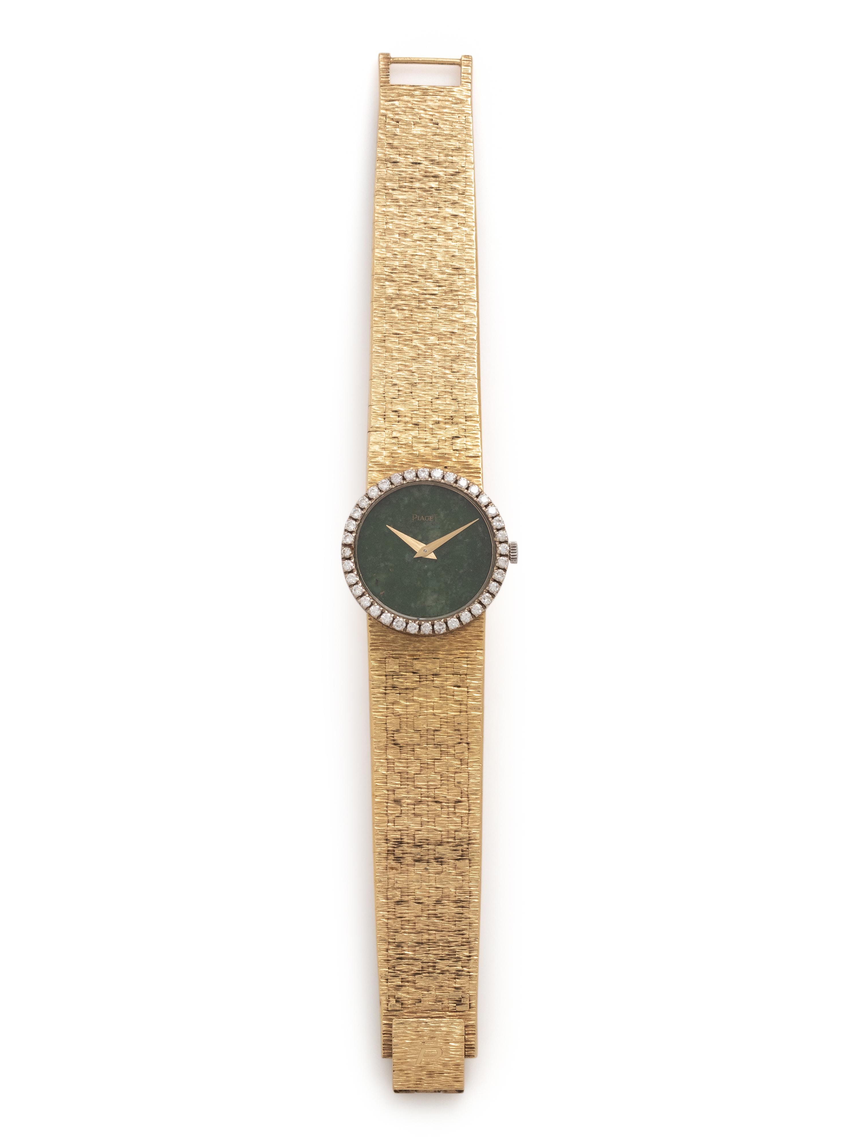 PIAGET, 18K YELLOW GOLD, DIAMOND AND JADE WATCH