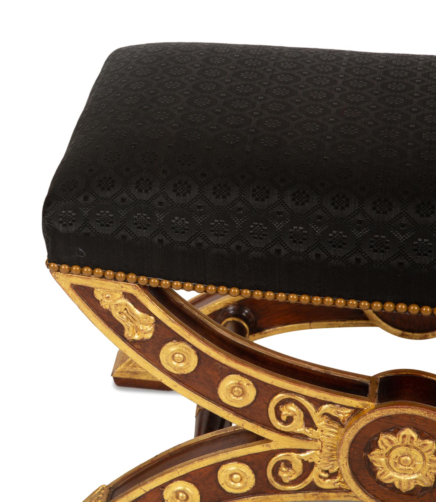 An Empire Style Parcel Gilt Mahogany Cerule-Form Stool