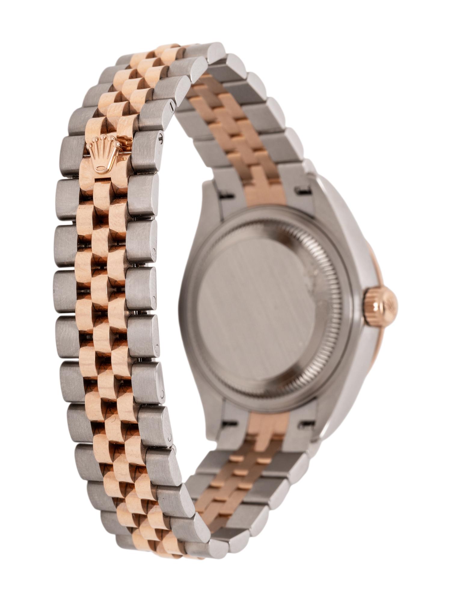 ROLEX. REF. 279381 STAINLESS STEEL, 18K ROSE GOLD, AND DIAMOND 'DATEJUST' WATCH
