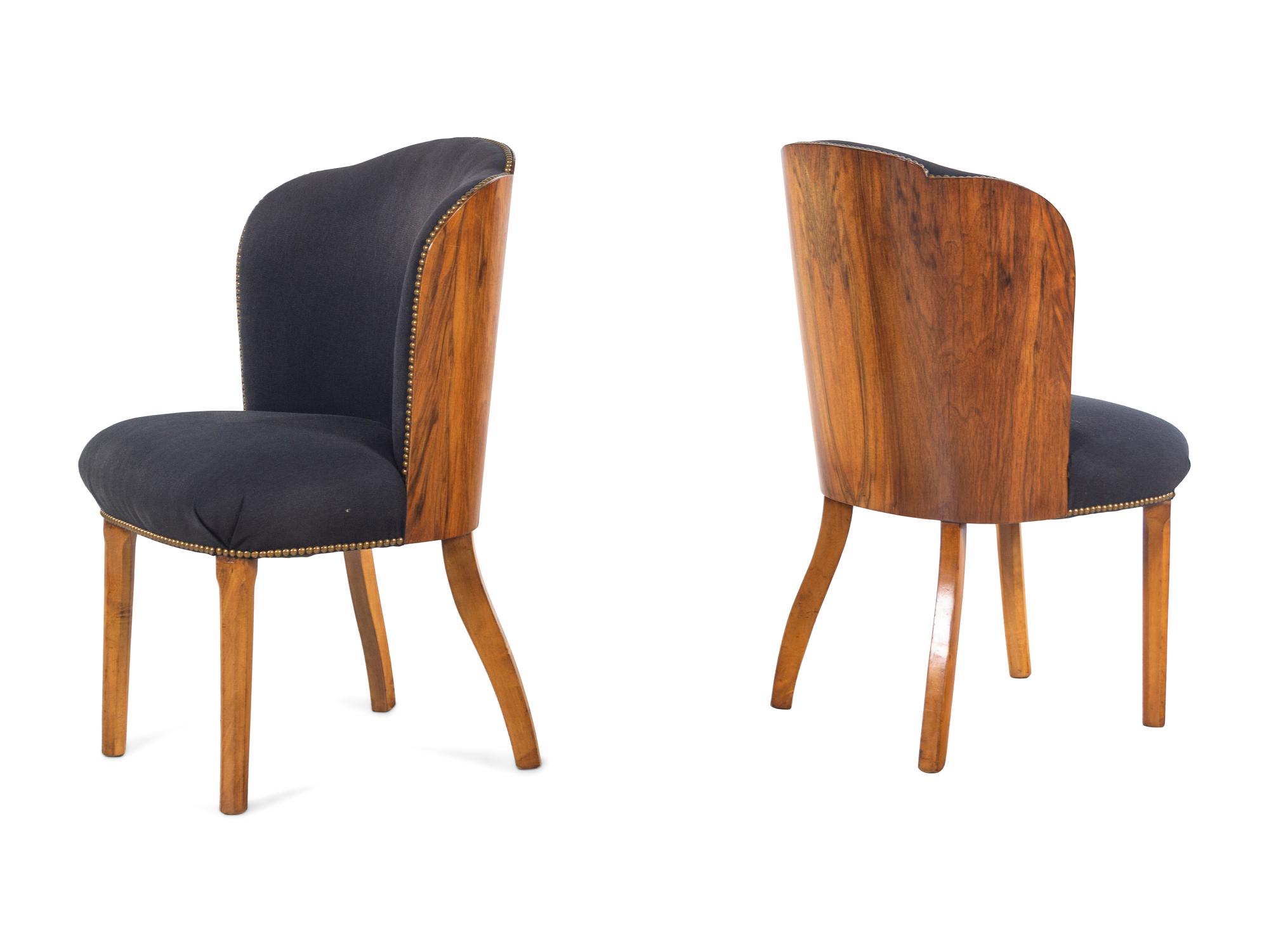 A Set of Five Art Deco Burlwood Dining Chairs