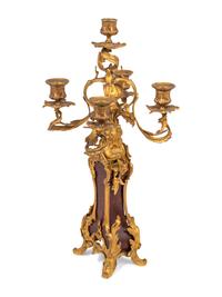 A Louis XV Style Gilt Metal Five-Light Candelabrum
