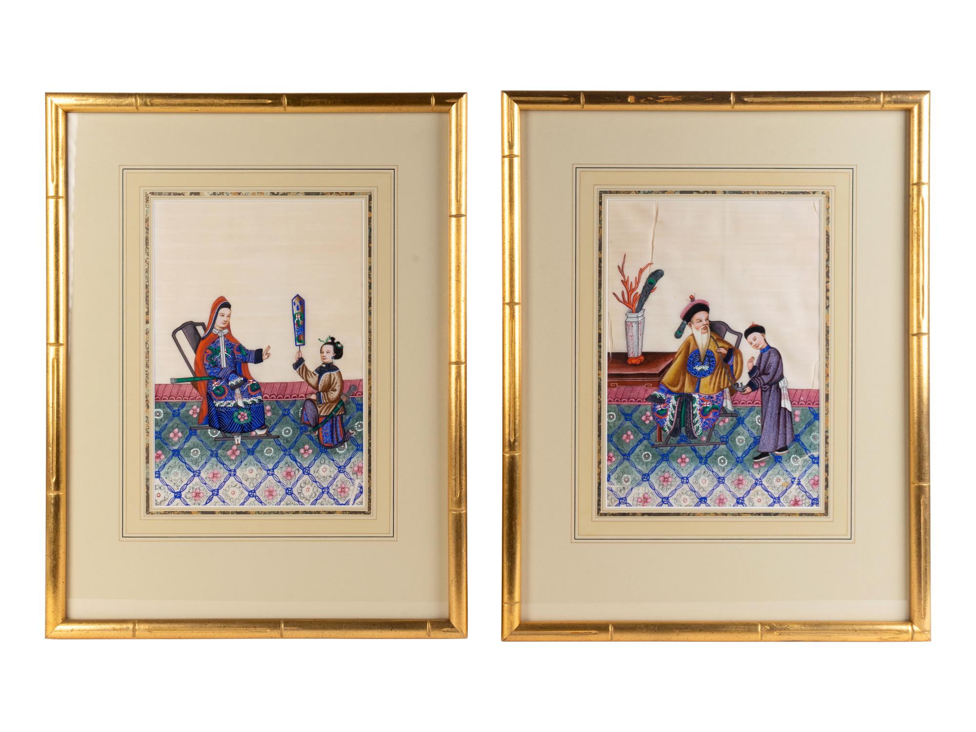 Four Chinese Pith Paintings on Silk — 19TH CENTURY