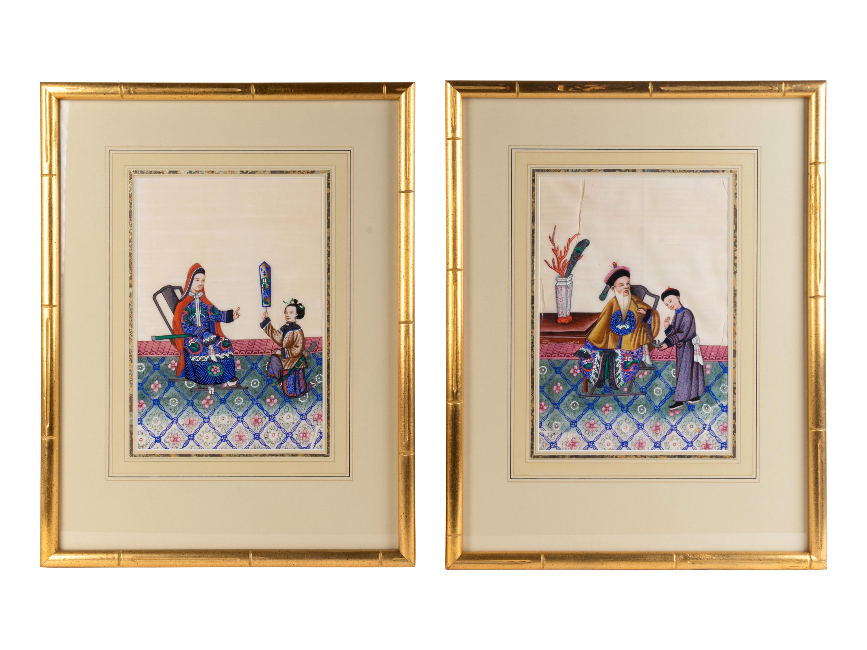 Four Chinese Pith Paintings on Silk — 19TH CENTURY