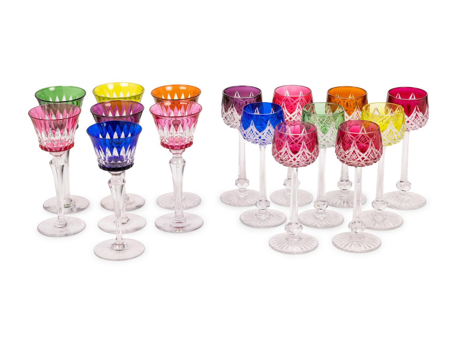 A Collection of Baccarat Colored Cut-to-Clear Glass Stemware