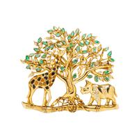 YELLOW GOLD, DIAMOND AND EMERALD SAFARI PENDANT/BROOCH