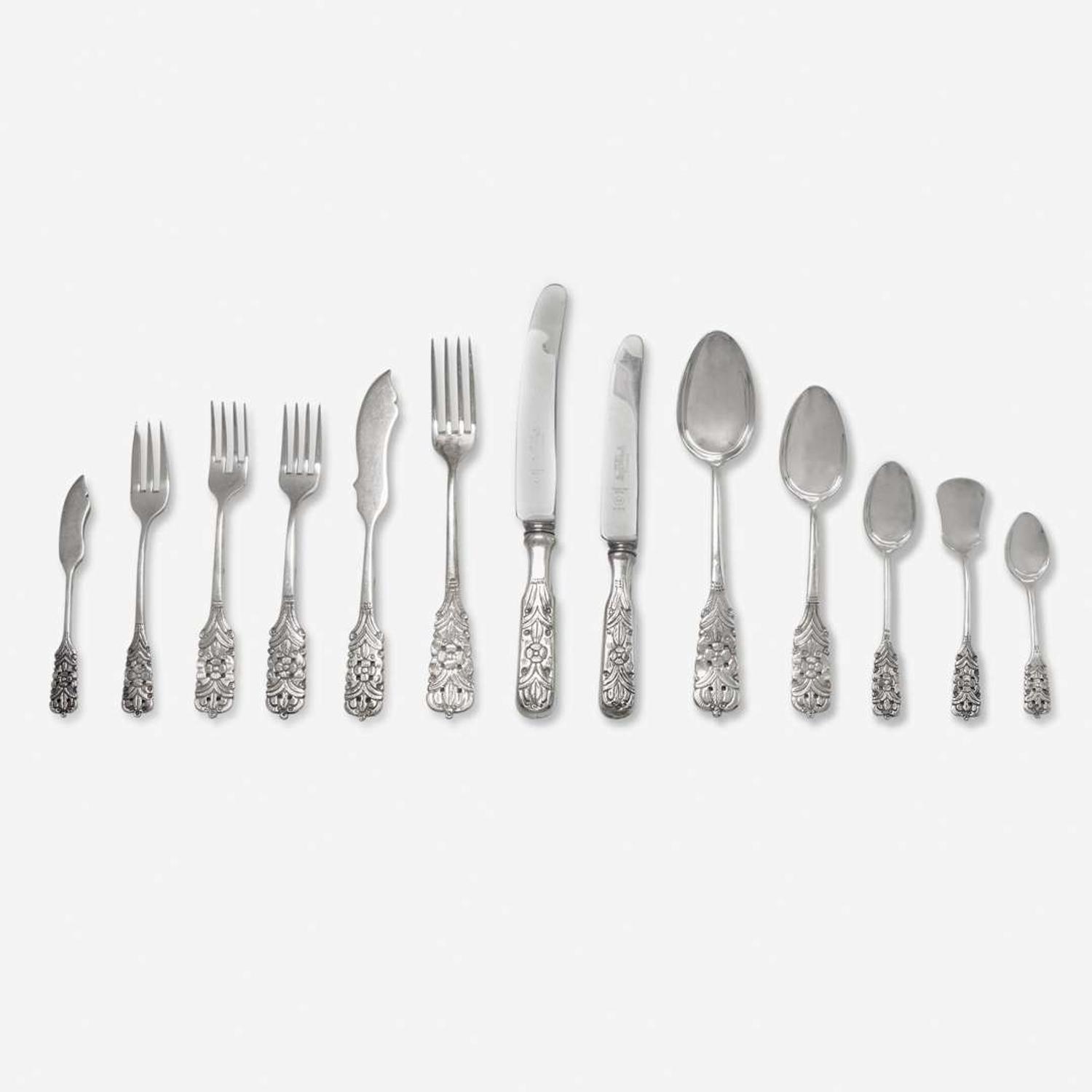 A Peruvian sterling silver flatware service for twelve Arias, 20th century