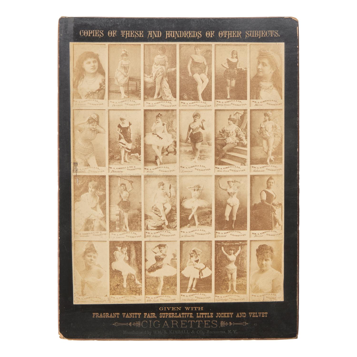 [Tobacco Cards] Rare Salesman's Dummy of an Uncut Sheet of William S. Kimball Tobacco Cards of Women, ca. 1880s