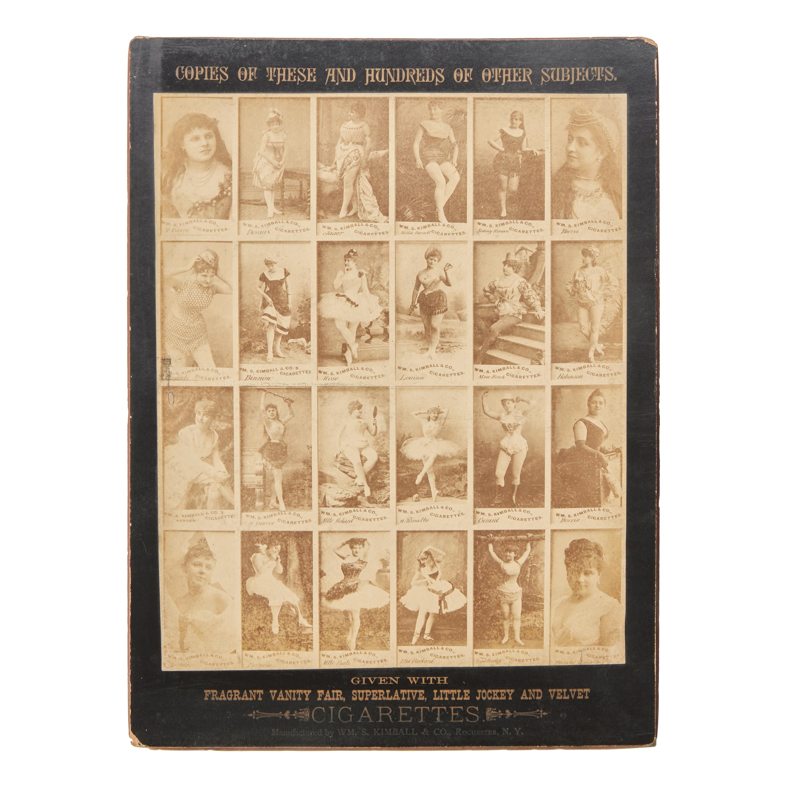 [Tobacco Cards] Rare Salesman's Dummy of an Uncut Sheet of William S. Kimball Tobacco Cards of Women, ca. 1880s