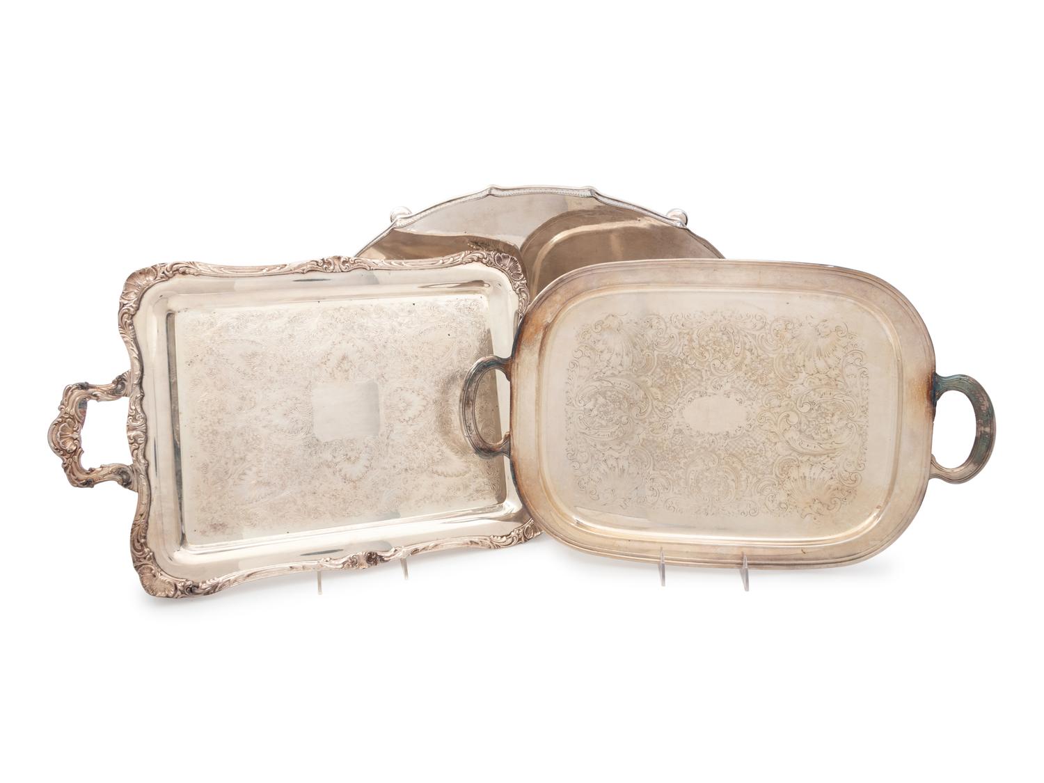 Three Silver-Plate Serving Trays