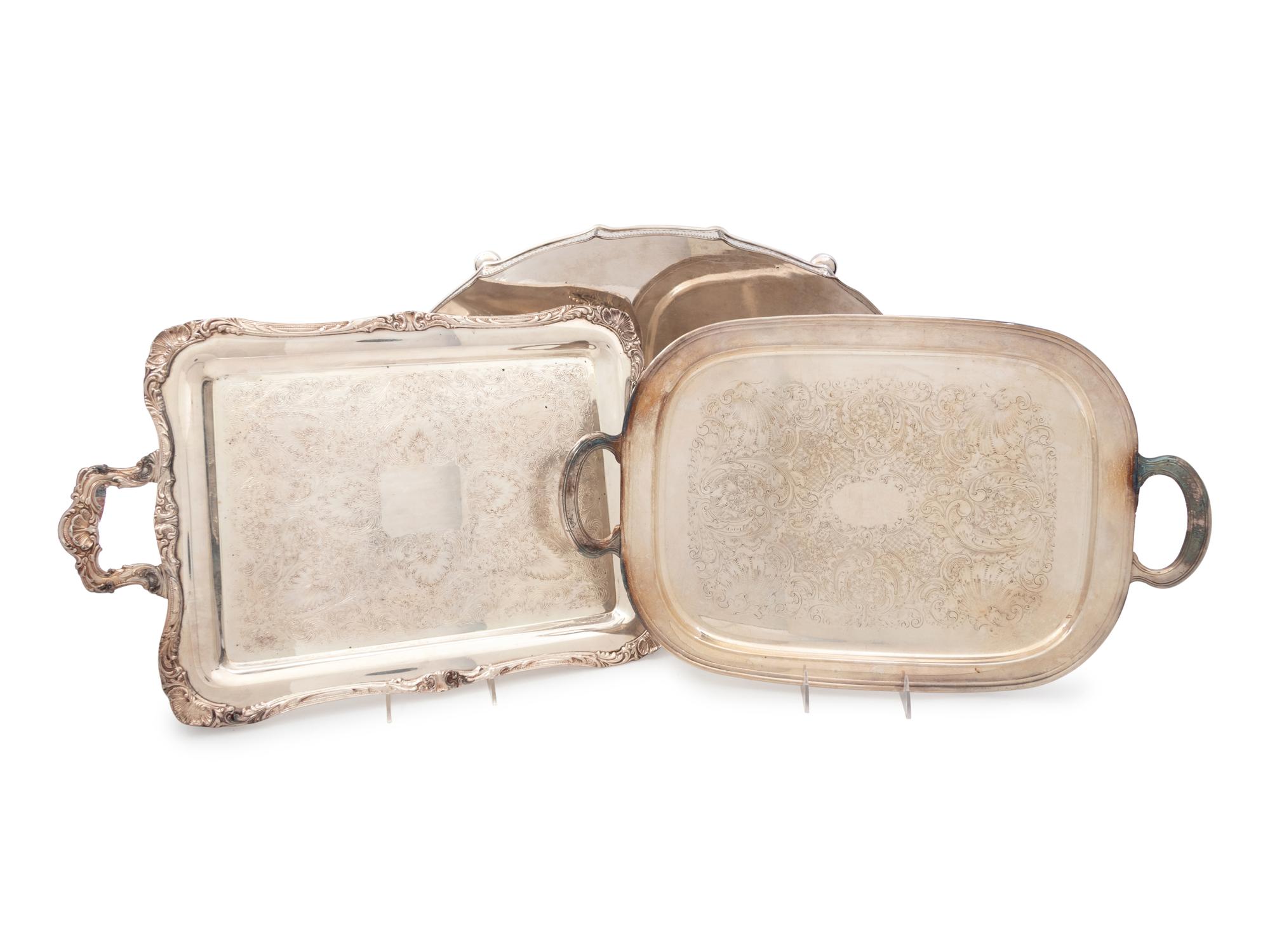 Three Silver-Plate Serving Trays