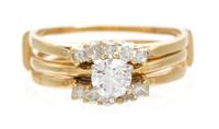 A Yellow Gold and Diamond Ring Set, 3.40 dwts.