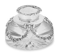 An English Silver Mounted Glass Inkwell