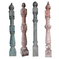 A Set of 4 American Cast Iron Posts 5.5" W x 5.5" D x 44" H, 5.5" W x 5.5" D x 45" H, 4" W x 4" D x 43" H, 5" W x 5" D x 44" H — United States, 20th Century