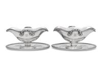 A Pair of French Silver Sauce Boats on Fixed Stands