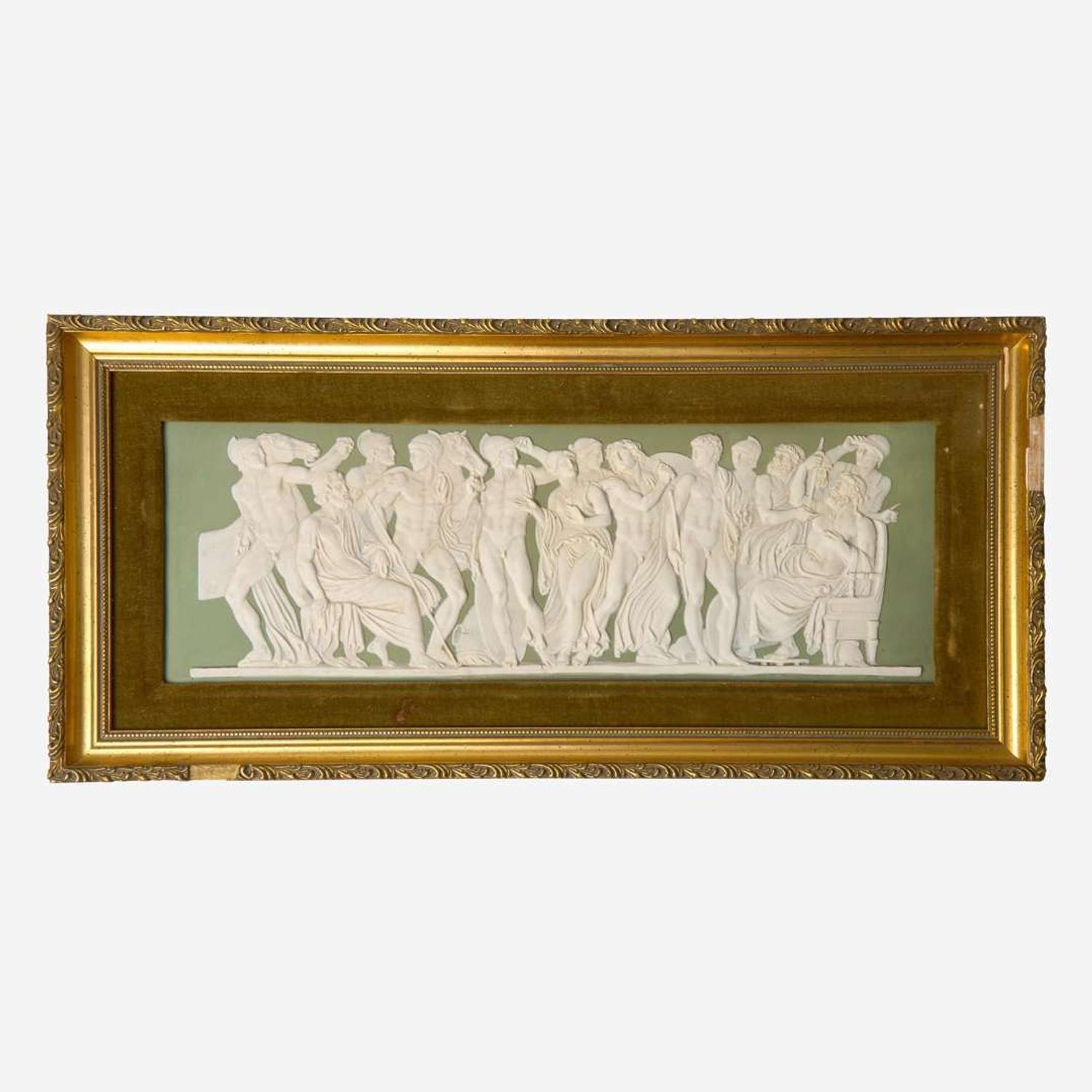 A Wedgwood Green Dip Jasperware "Achilles at Scyros" Plaque UK, late 19th century