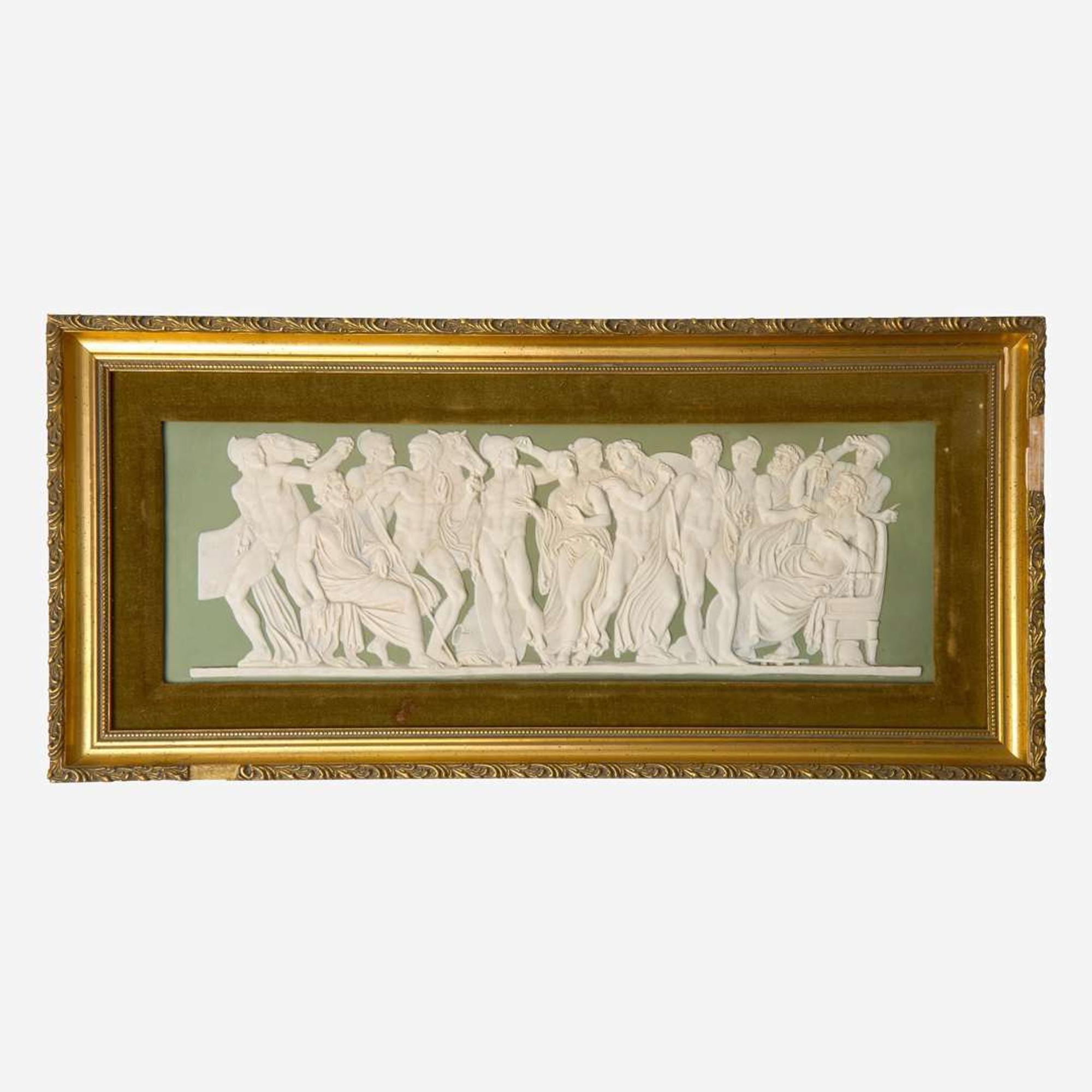 A Wedgwood Green Dip Jasperware "Achilles at Scyros" Plaque UK, late 19th century