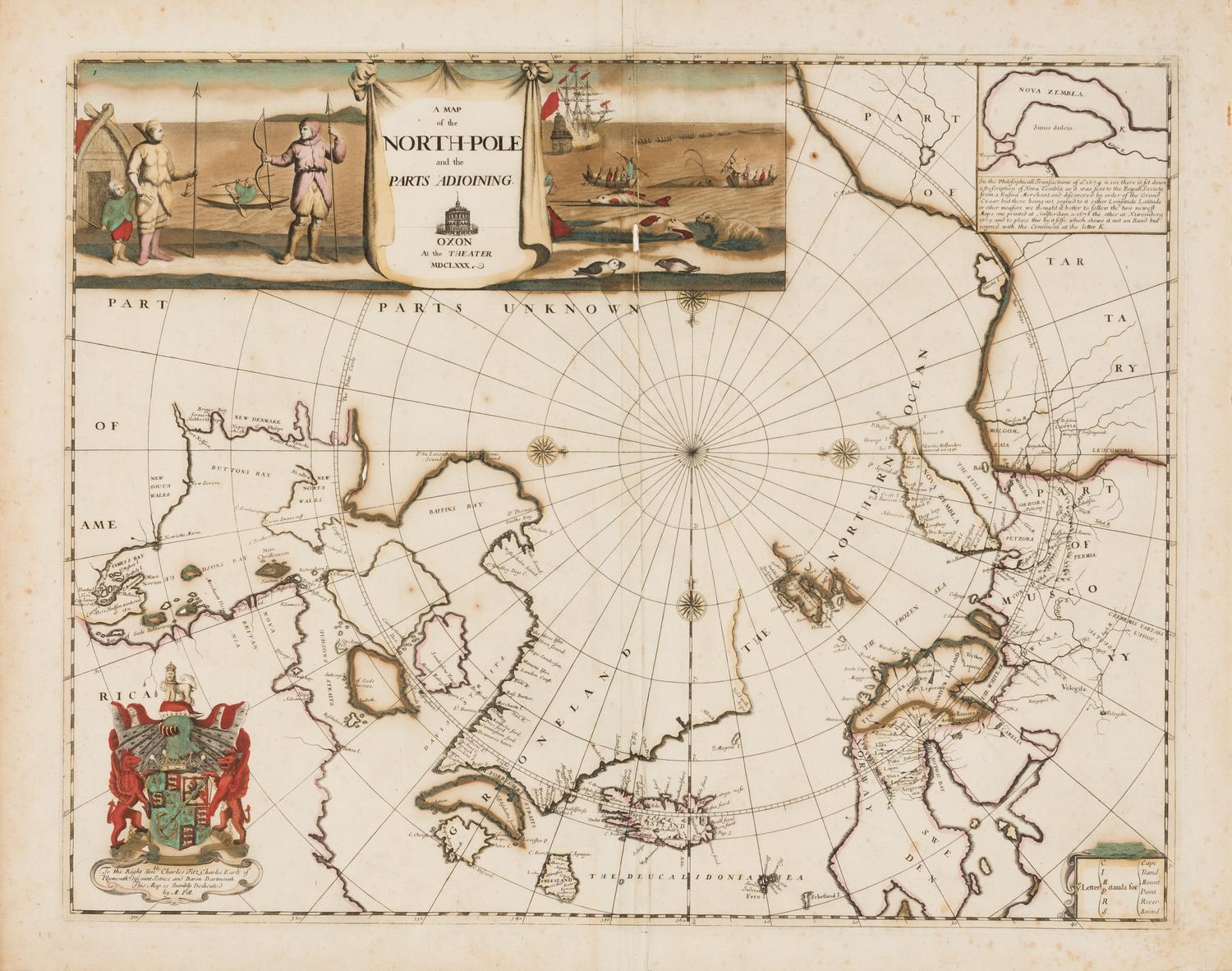 PITT, Moses (1654-1696). A Map of the North-Pole and the Parts Adjoining. Oxford, 1680 (or later).