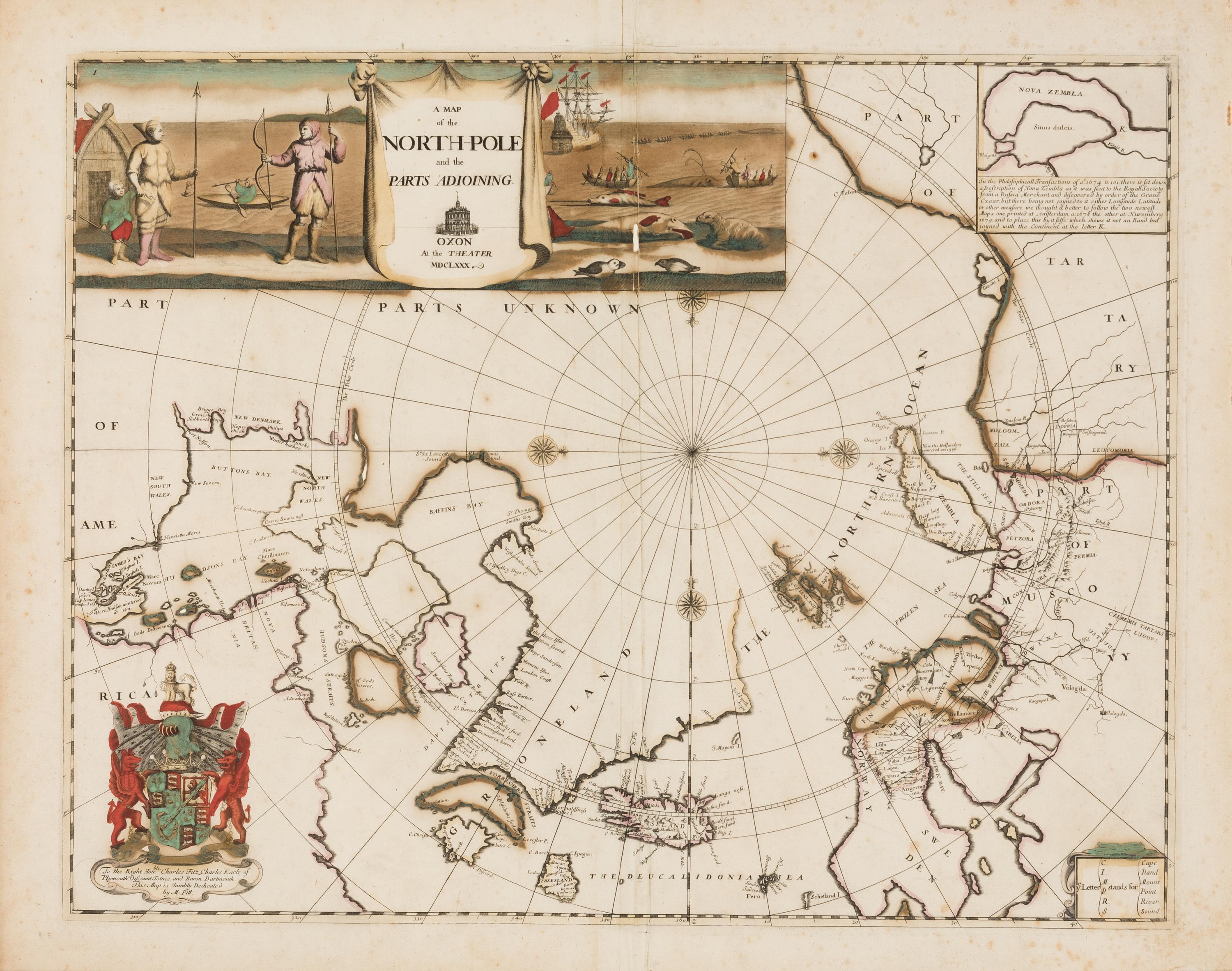 PITT, Moses (1654-1696). A Map of the North-Pole and the Parts Adjoining. Oxford, 1680 (or later).
