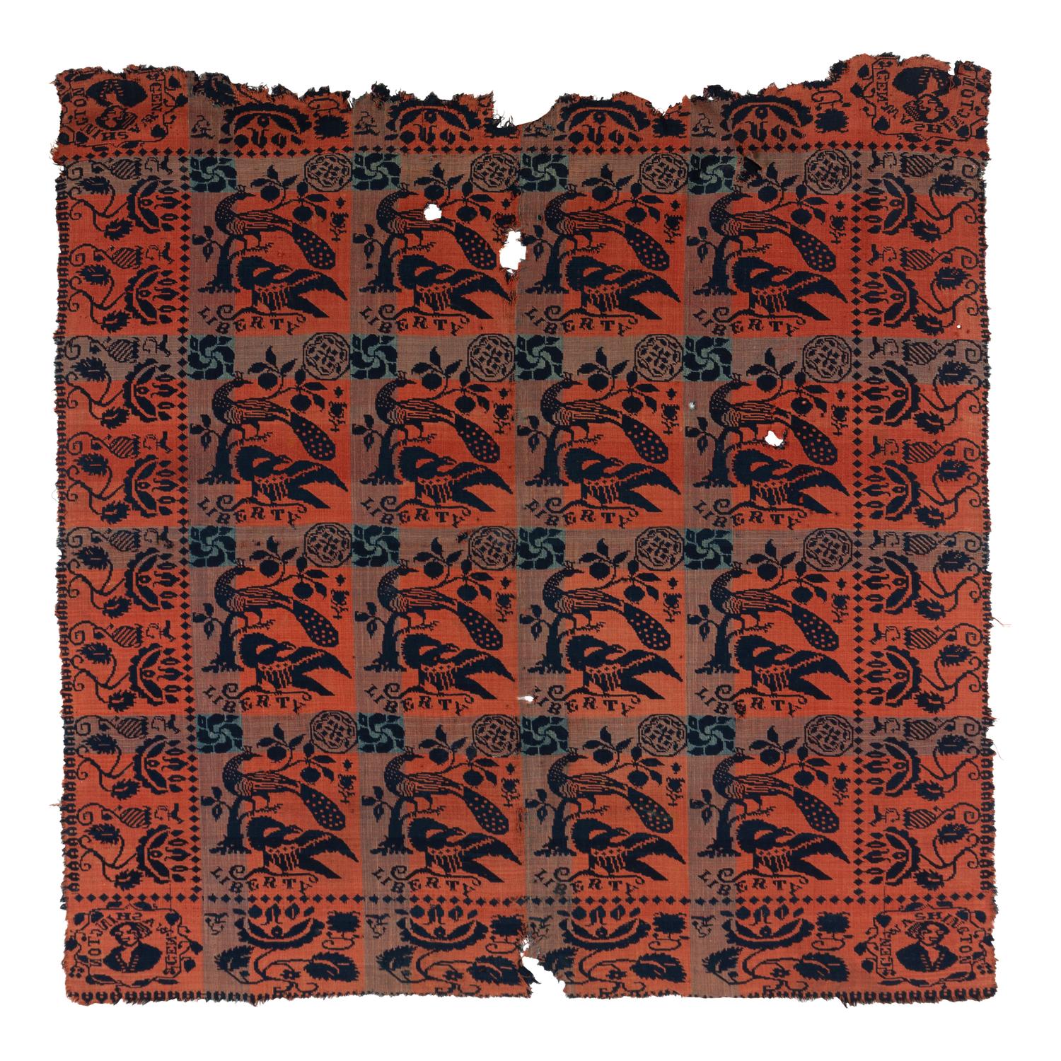 A Jacquard Woven Cotton and Wool Coverlet