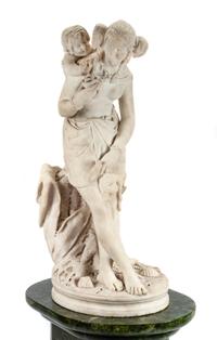 An Italian Marble Figural Group Height of marble 34 inches; height of pedestal 29 inches. — 19TH CENTURY