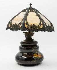 A Weller Pottery Vase Mounted as a Lamp Height 22 x diameter of shade 19 inches. — FIRST HALF 20TH CENTURY