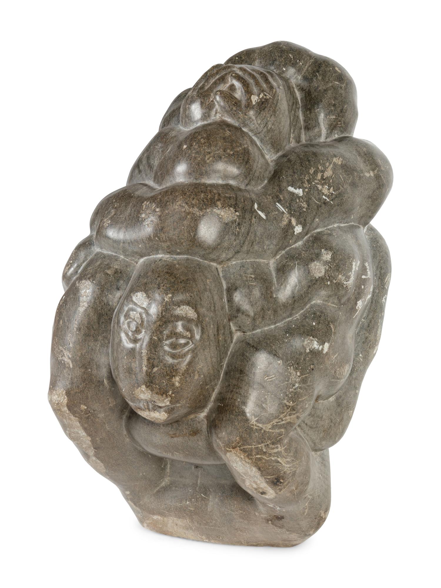 A Large Inuit Carved Stone Figural Group