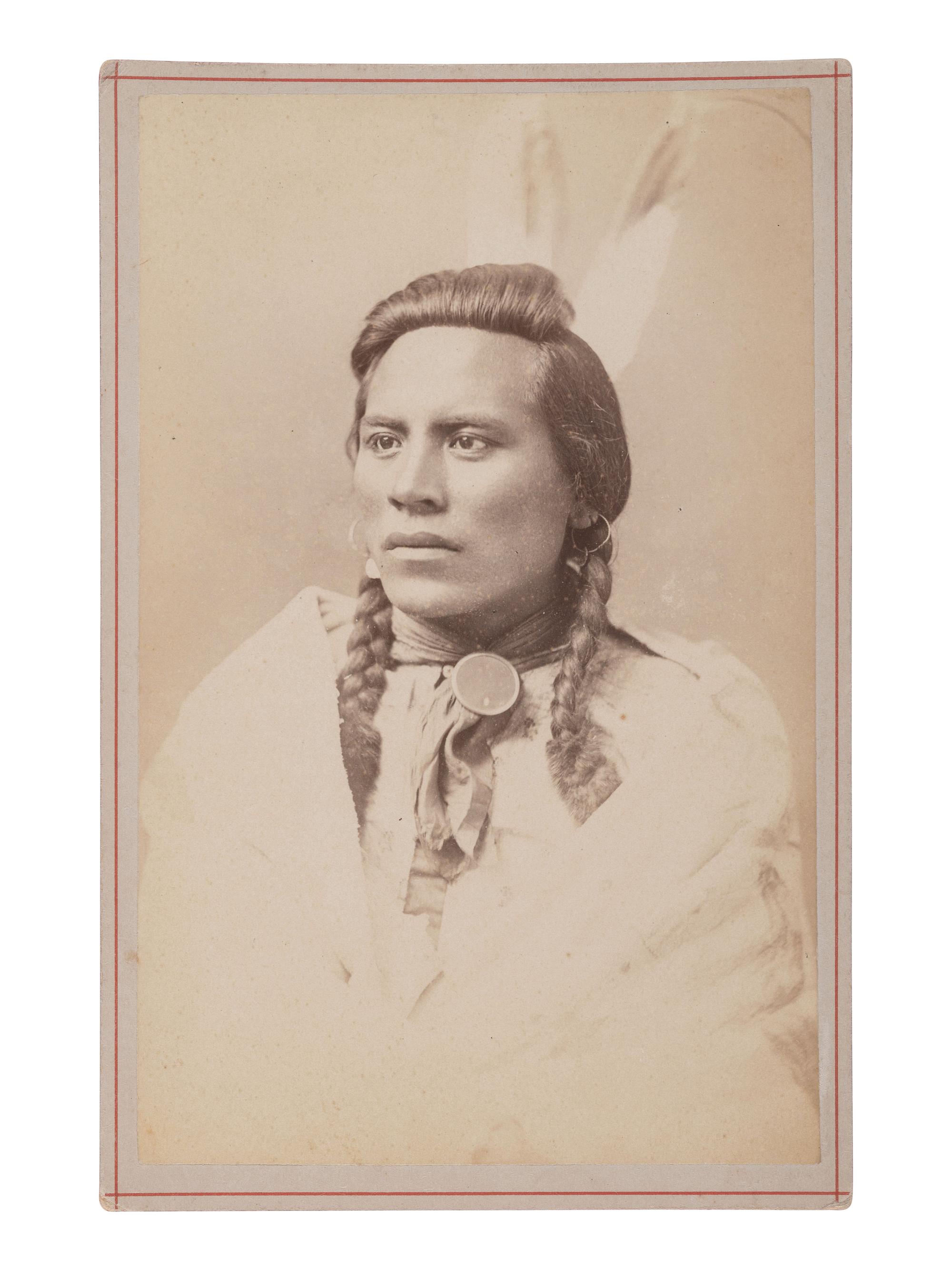 HAYNES, Frank Jay (1853-1921), photographer. Cabinet card of Curley, George Custer's scout. Fargo, Dakota Territory, ca 1880s.