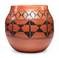 Black on Red Pottery Storage Jar