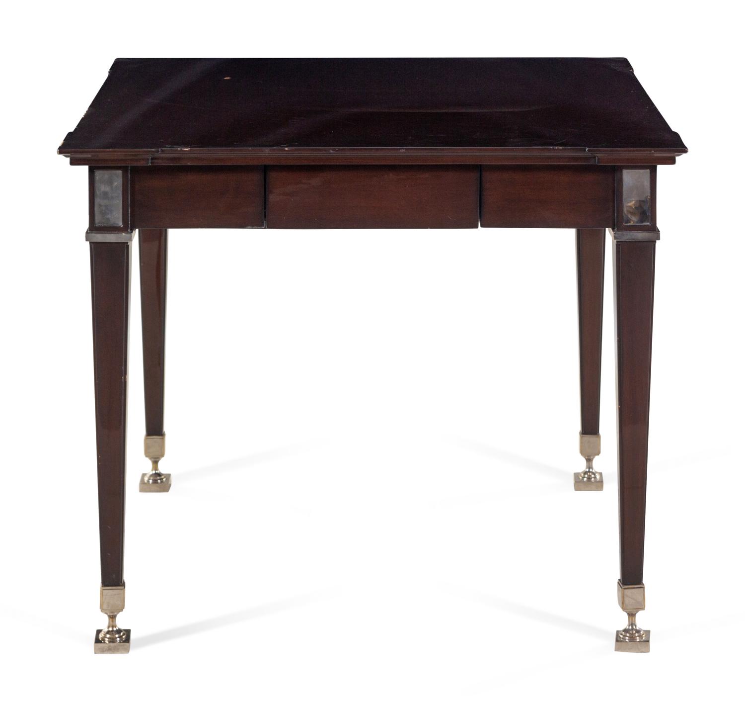 A Nancy Corzine Chromed Metal Mounted Writing Table