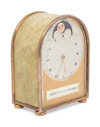 An Edwardian Silver-Plate Mounted Shagreen Travel Clock