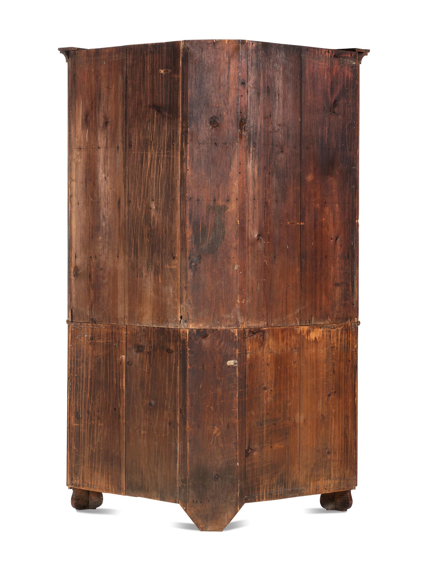A Federal Style Tiger Maple Corner Cupboard
