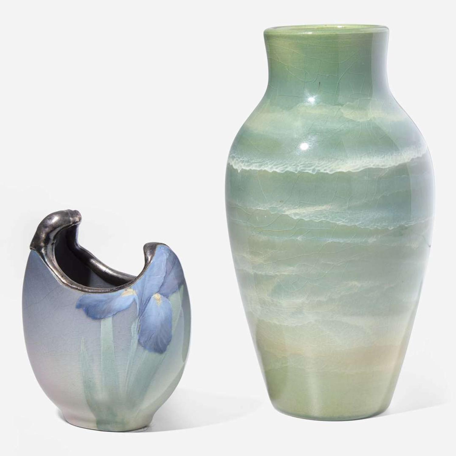 Edward T. Hurley (American, 1869-1950) and Edward Diers (American, 1871–1947) Two Vases, Rookwood Pottery, Cincinnati, Ohio, USA, 1900-01