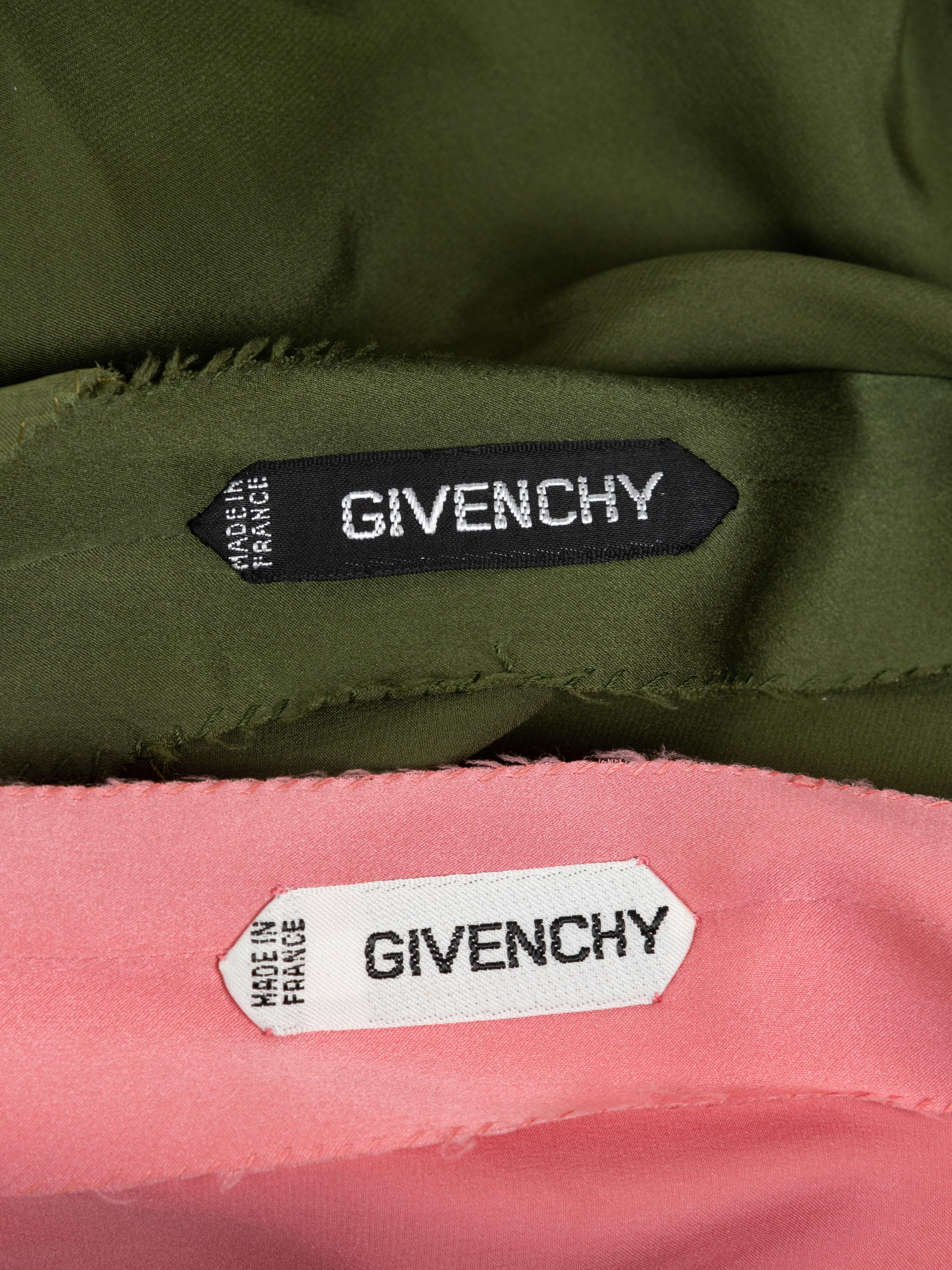 Two Givenchy Haute Couture Silk Satin Blouses, 1980-90s