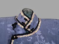 A Chinese Blue Ground Woven Silk Lady's Robe