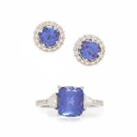 Tanzanite and Diamond Ring and Earrings