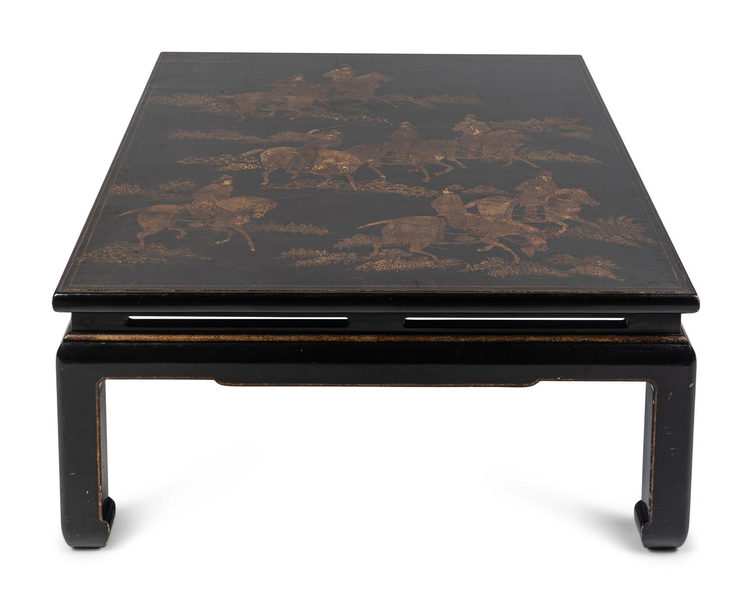 A Chinese Gilt-Decorated Black Lacquer Low Table — 19TH CENTURY