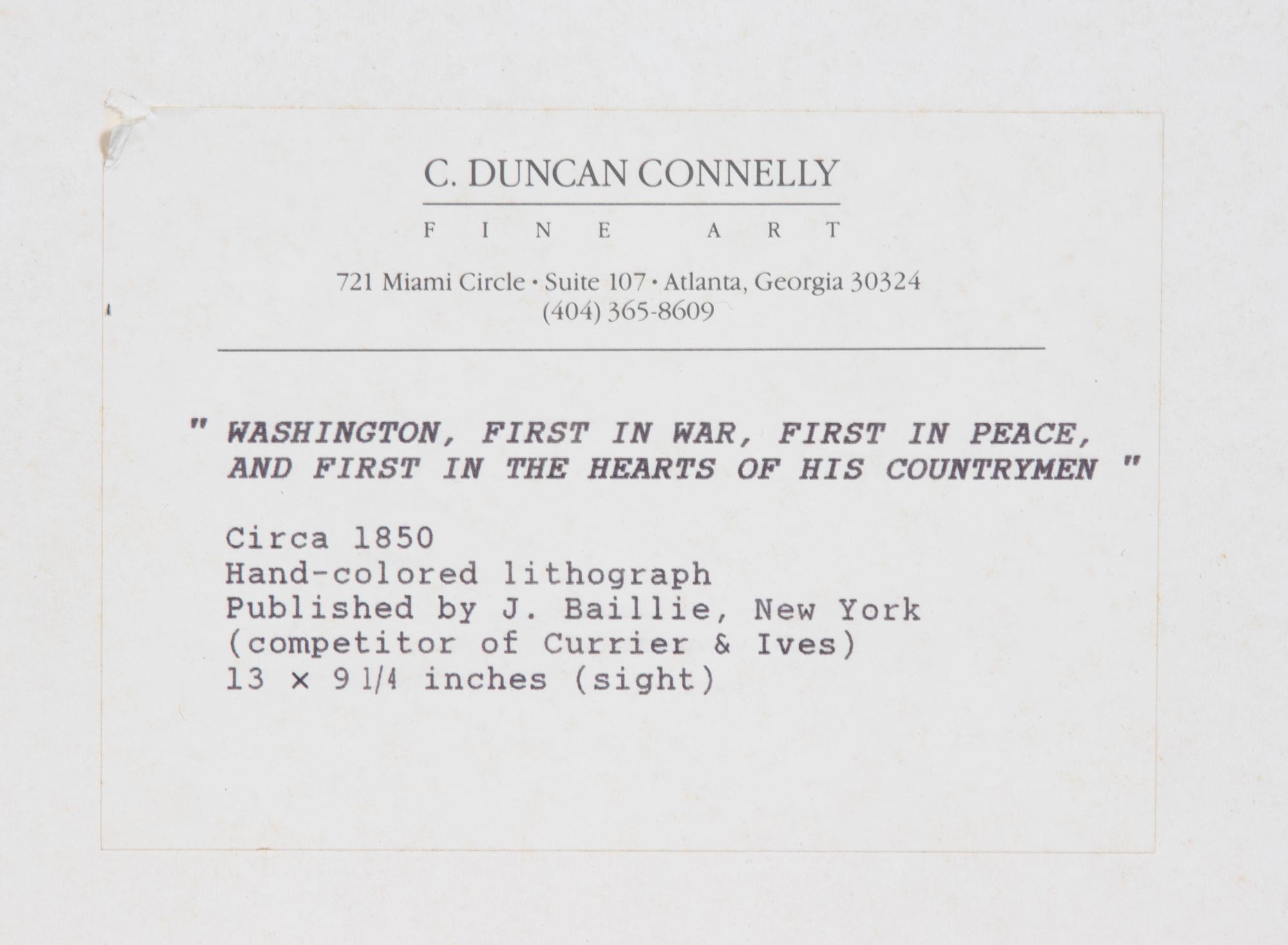 Washington, First in War, First in Peace, and First in the Hearts of His Countrymen — circa 1850