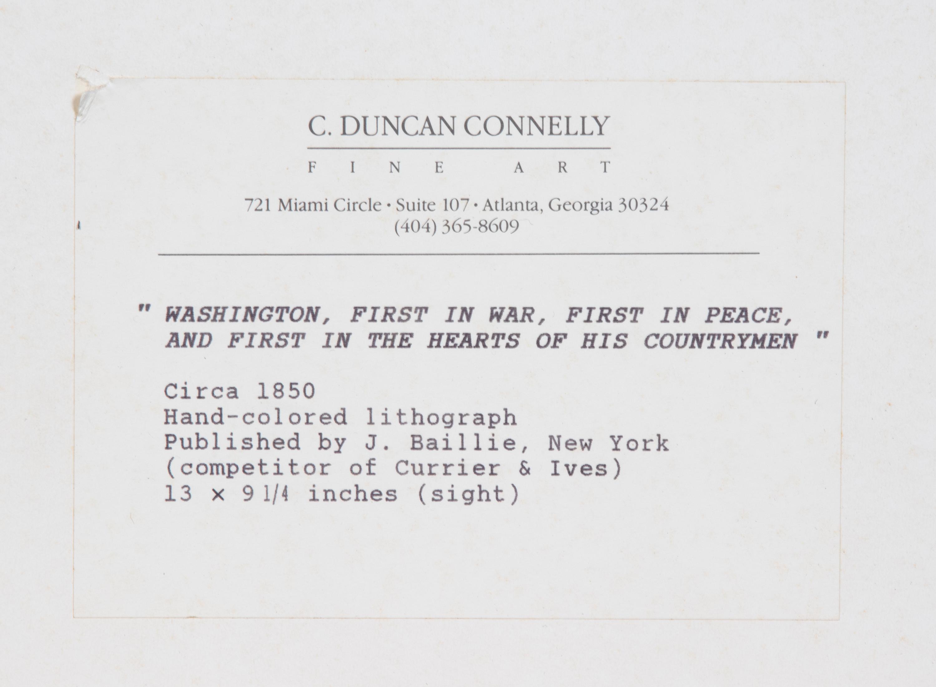 Washington, First in War, First in Peace, and First in the Hearts of His Countrymen — circa 1850