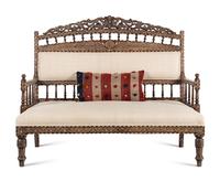 A Levantine Bone-Inlaid Walnut Settee