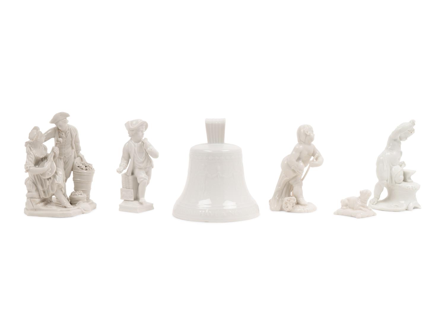 A Group of Seven White Porcelain Articles