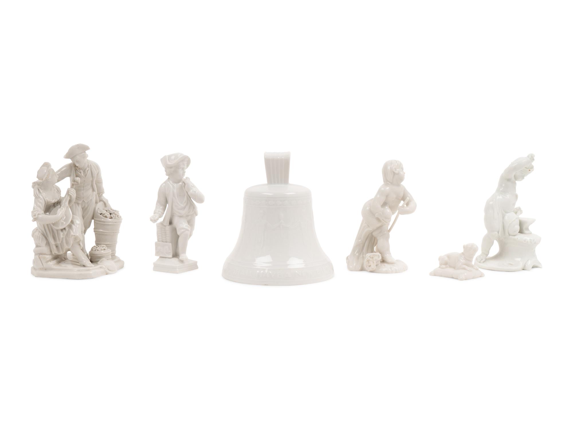 A Group of Seven White Porcelain Articles