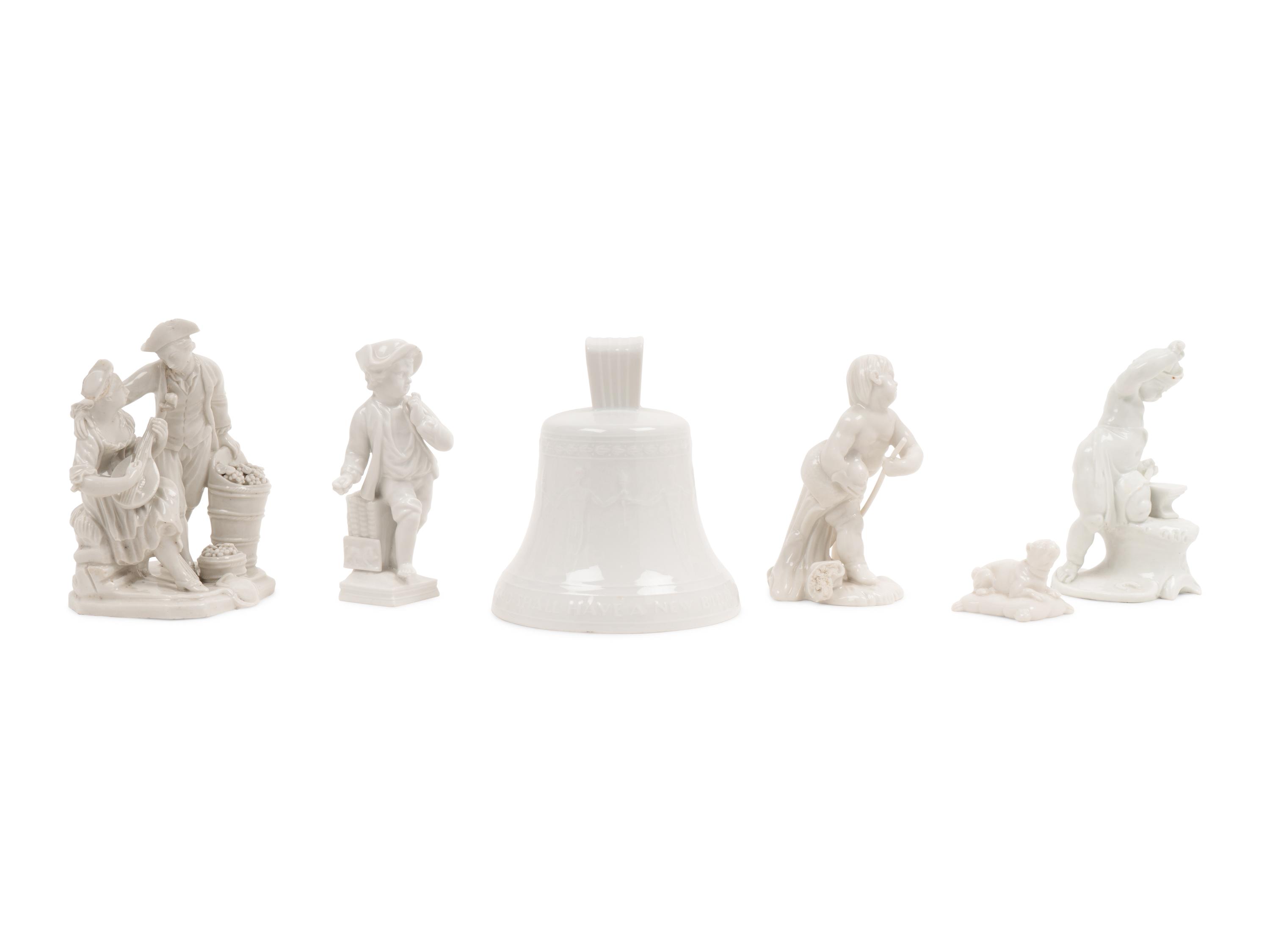 A Group of Seven White Porcelain Articles