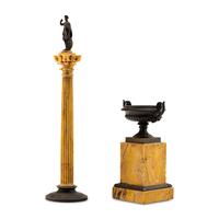 Two Grand Tour Bronze and Marmo Giallo Antico Marble Ornaments