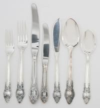 A Soviet Russian Melchior Silver Flatware Service for Six, , comprising: 6 dinner knives 6 luncheon knives 6 fish knives 6 fruit knives