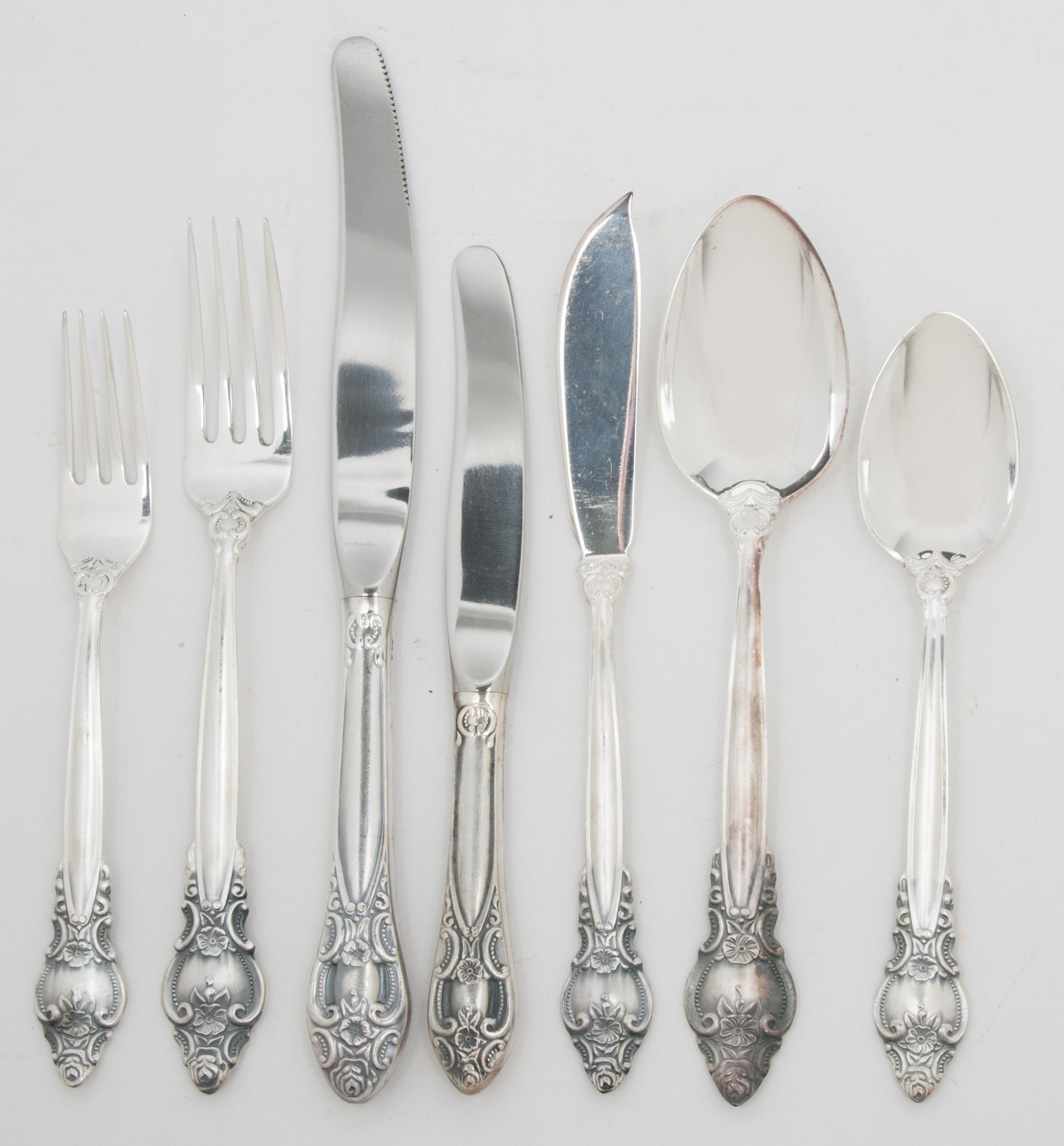 A Soviet Russian Melchior Silver Flatware Service for Six, , comprising: 6 dinner knives 6 luncheon knives 6 fish knives 6 fruit knives