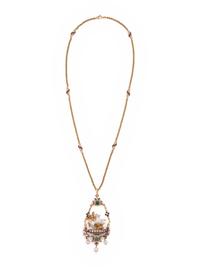 DIAMOND, GEMSTONE AND POLYCHROME ENAMEL 'SAINT GEORGE SLAYING THE DRAGON' PENDANT/NECKLACE