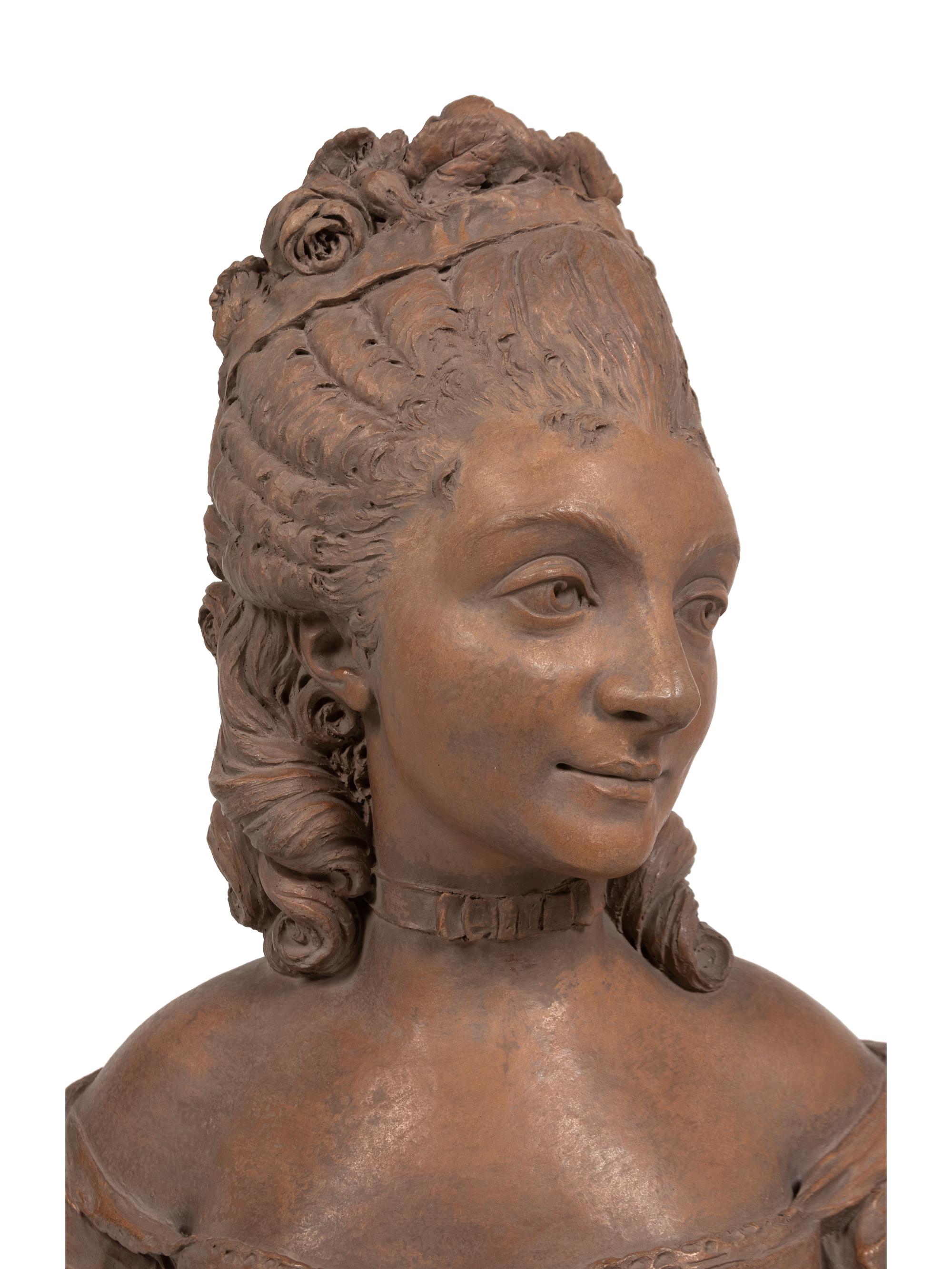 A French Terracotta Bust of a Woman